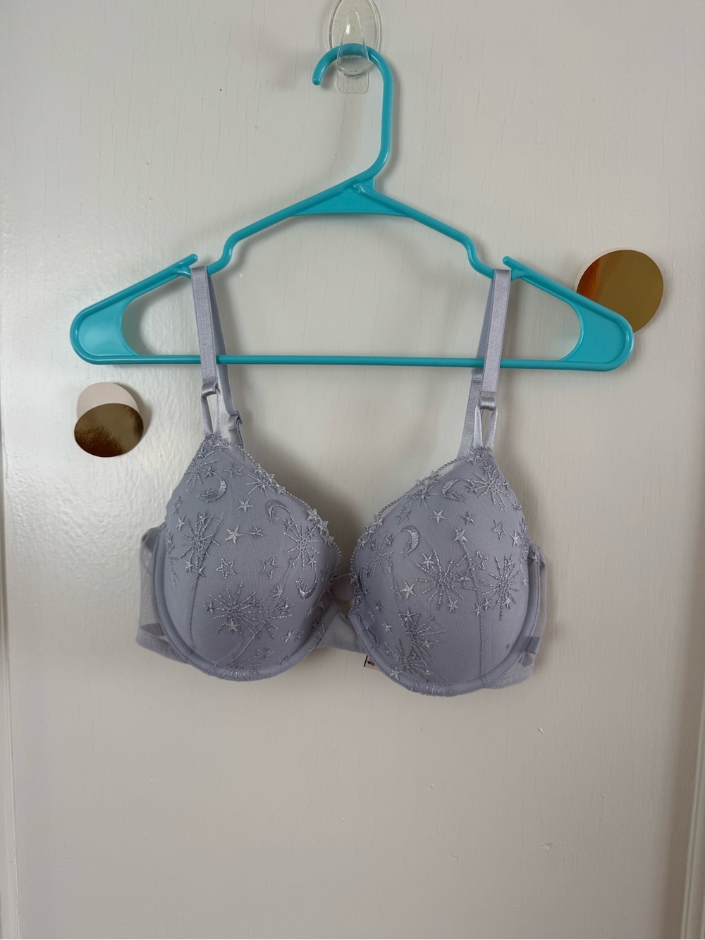 Light blue starry lined demi victoria’s secret bra - size 38C